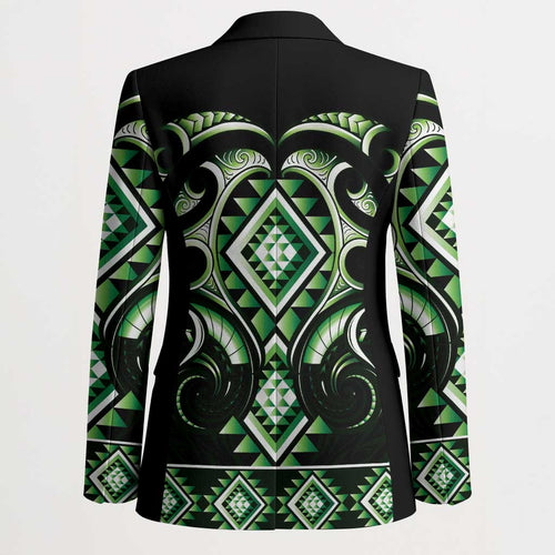Green Ngaru Taniko With Aotearoa Maori Tattoo Blazer - Aussie Hoodie