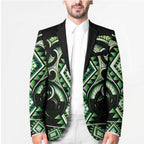 Green Ngaru Taniko With Aotearoa Maori Tattoo Blazer - Aussie Hoodie
