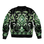 Green Ngaru Taniko With Aotearoa Maori Tattoo Bomber Jacket
