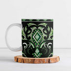 Green Ngaru Taniko With Aotearoa Maori Tattoo Ceramic Mug - Aussie Hoodie