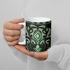 Green Ngaru Taniko With Aotearoa Maori Tattoo Ceramic Mug - Aussie Hoodie