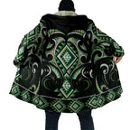 Green Ngaru Taniko With Aotearoa Maori Tattoo Cloak - Aussie Hoodie