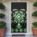 Green Ngaru Taniko With Aotearoa Maori Tattoo Door Cover - Aussie Hoodie