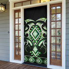 Green Ngaru Taniko With Aotearoa Maori Tattoo Door Cover - Aussie Hoodie