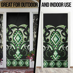 Green Ngaru Taniko With Aotearoa Maori Tattoo Door Cover - Aussie Hoodie