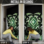Green Ngaru Taniko With Aotearoa Maori Tattoo Door Cover - Aussie Hoodie