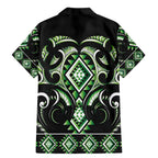 Green Ngaru Taniko With Aotearoa Maori Tattoo Family Matching Mermaid Dress and Hawaiian Shirt