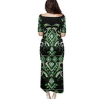 Green Ngaru Taniko With Aotearoa Maori Tattoo Family Matching Puletasi and Hawaiian Shirt