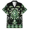Green Ngaru Taniko With Aotearoa Maori Tattoo Family Matching Summer Maxi Dress and Hawaiian Shirt