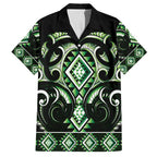 Green Ngaru Taniko With Aotearoa Maori Tattoo Family Matching Summer Maxi Dress and Hawaiian Shirt