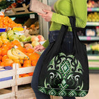 Green Ngaru Taniko With Aotearoa Maori Tattoo Grocery Bag