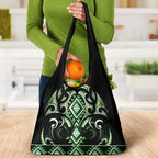 Green Ngaru Taniko With Aotearoa Maori Tattoo Grocery Bag