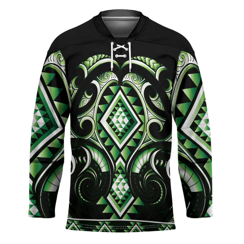 Green Ngaru Taniko With Aotearoa Maori Tattoo Hockey Jersey - Aussie Hoodie