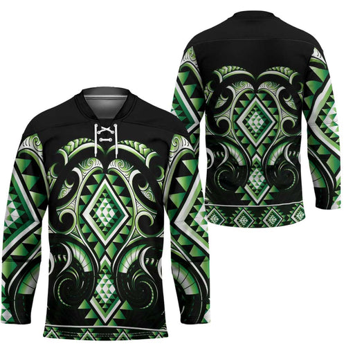 Green Ngaru Taniko With Aotearoa Maori Tattoo Hockey Jersey - Aussie Hoodie