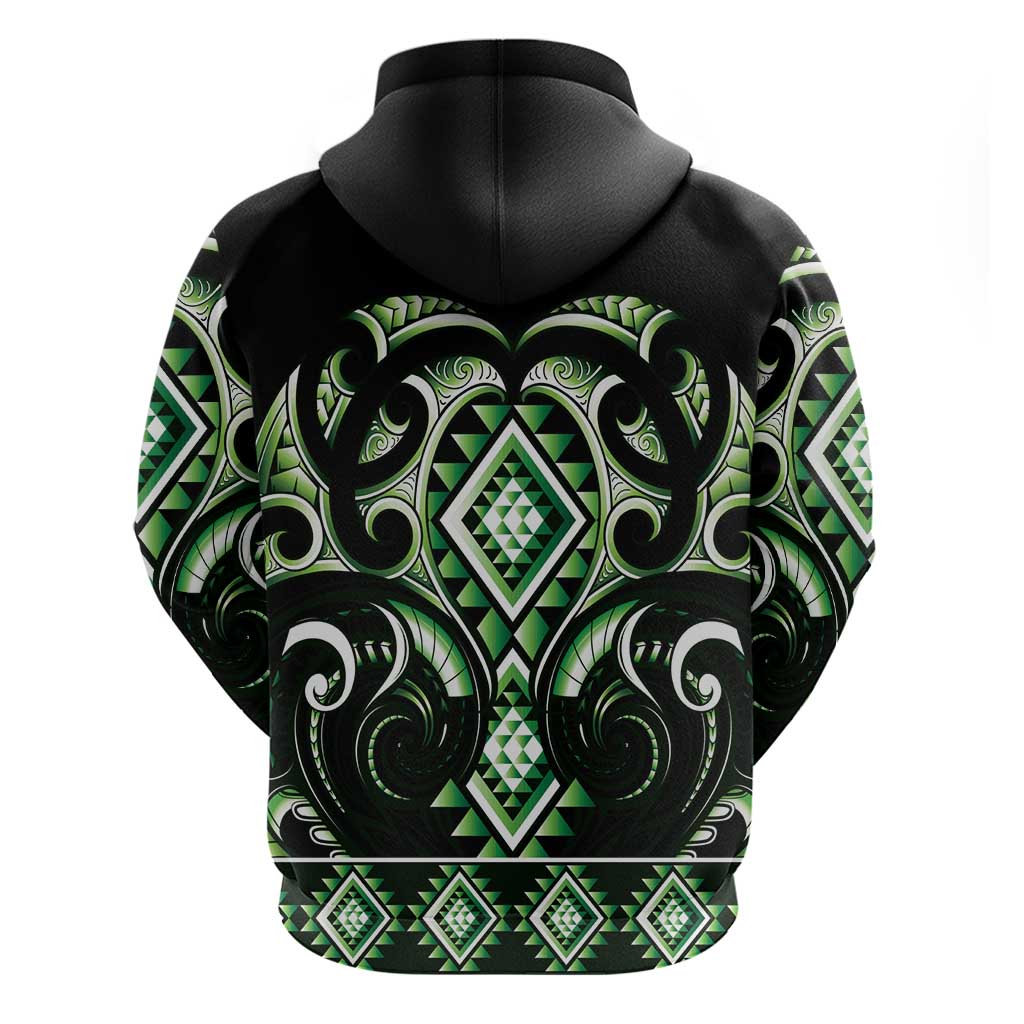 Green Ngaru Taniko With Aotearoa Maori Tattoo Hoodie