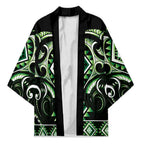 Green Ngaru Taniko With Aotearoa Maori Tattoo Kimono - Aussie Hoodie