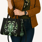 Green Ngaru Taniko With Aotearoa Maori Tattoo Leather Bag - Aussie Hoodie