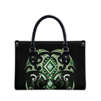 Green Ngaru Taniko With Aotearoa Maori Tattoo Leather Bag - Aussie Hoodie