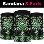 Green Ngaru Taniko With Aotearoa Maori Tattoo Neck Gaiter - Aussie Hoodie