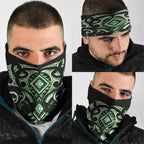 Green Ngaru Taniko With Aotearoa Maori Tattoo Neck Gaiter - Aussie Hoodie