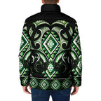 Green Ngaru Taniko With Aotearoa Maori Tattoo Padded Jacket - Aussie Hoodie