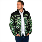 Green Ngaru Taniko With Aotearoa Maori Tattoo Padded Jacket - Aussie Hoodie