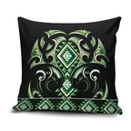 Green Ngaru Taniko With Aotearoa Maori Tattoo Pillow Cover - Aussie Hoodie