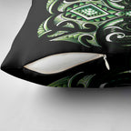 Green Ngaru Taniko With Aotearoa Maori Tattoo Pillow Cover - Aussie Hoodie