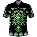 Green Ngaru Taniko With Aotearoa Maori Tattoo Polo Shirt