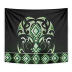 Green Ngaru Taniko With Aotearoa Maori Tattoo Tapestry