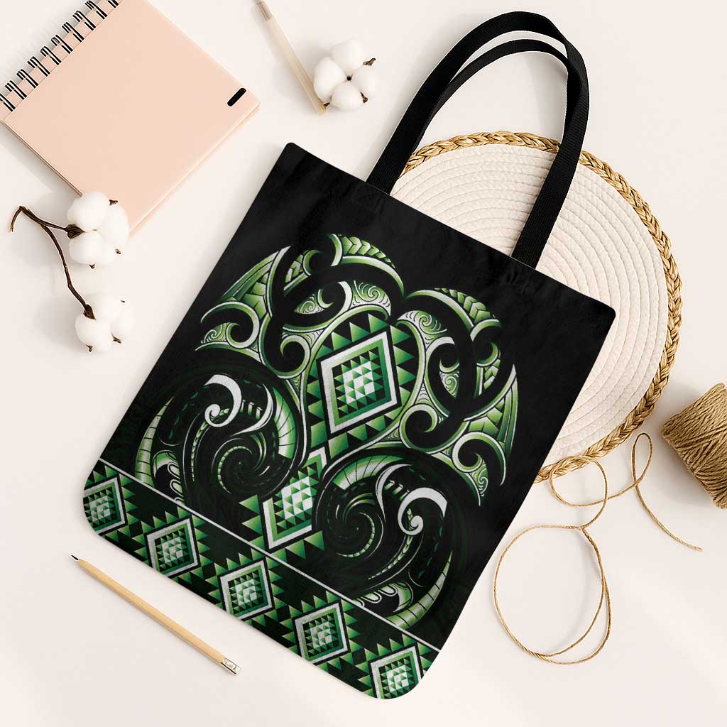 Green Ngaru Taniko With Aotearoa Maori Tattoo Tote Bag - Aussie Hoodie