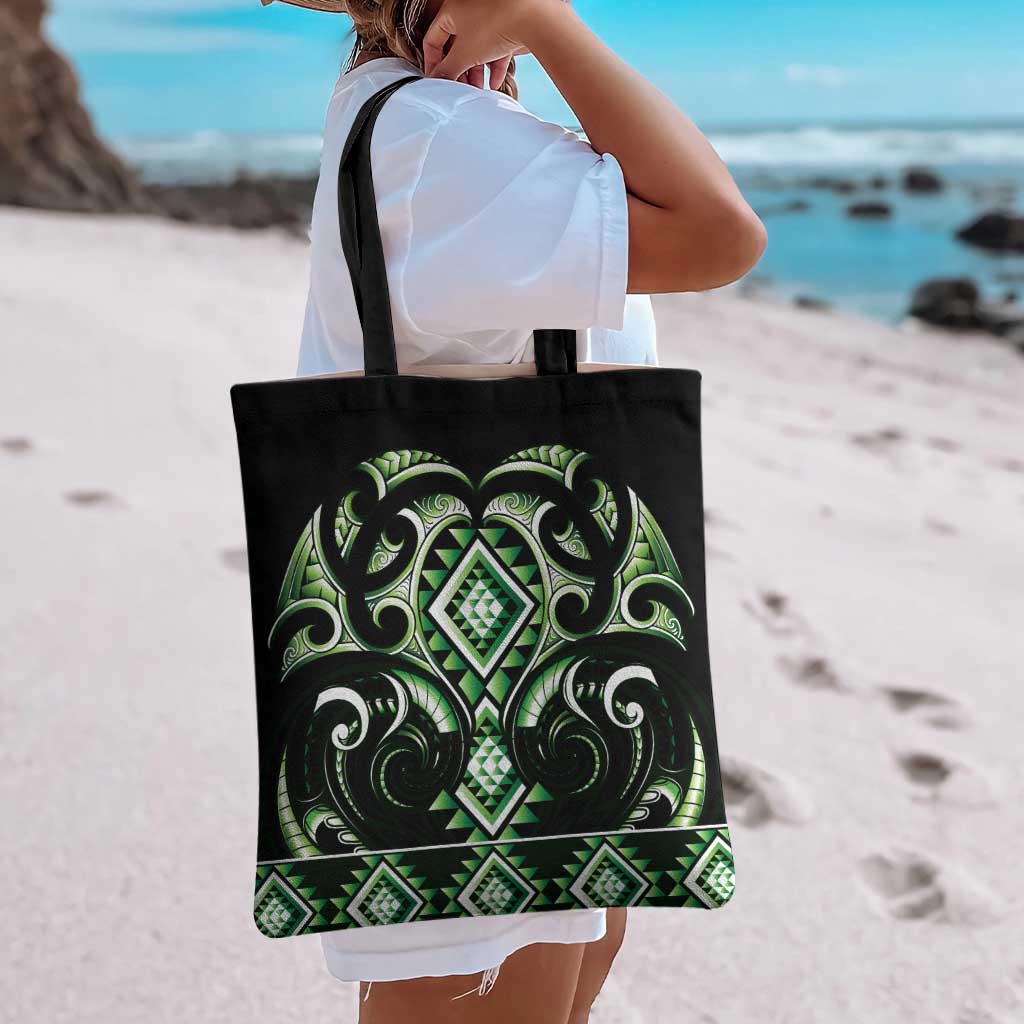 Green Ngaru Taniko With Aotearoa Maori Tattoo Tote Bag - Aussie Hoodie