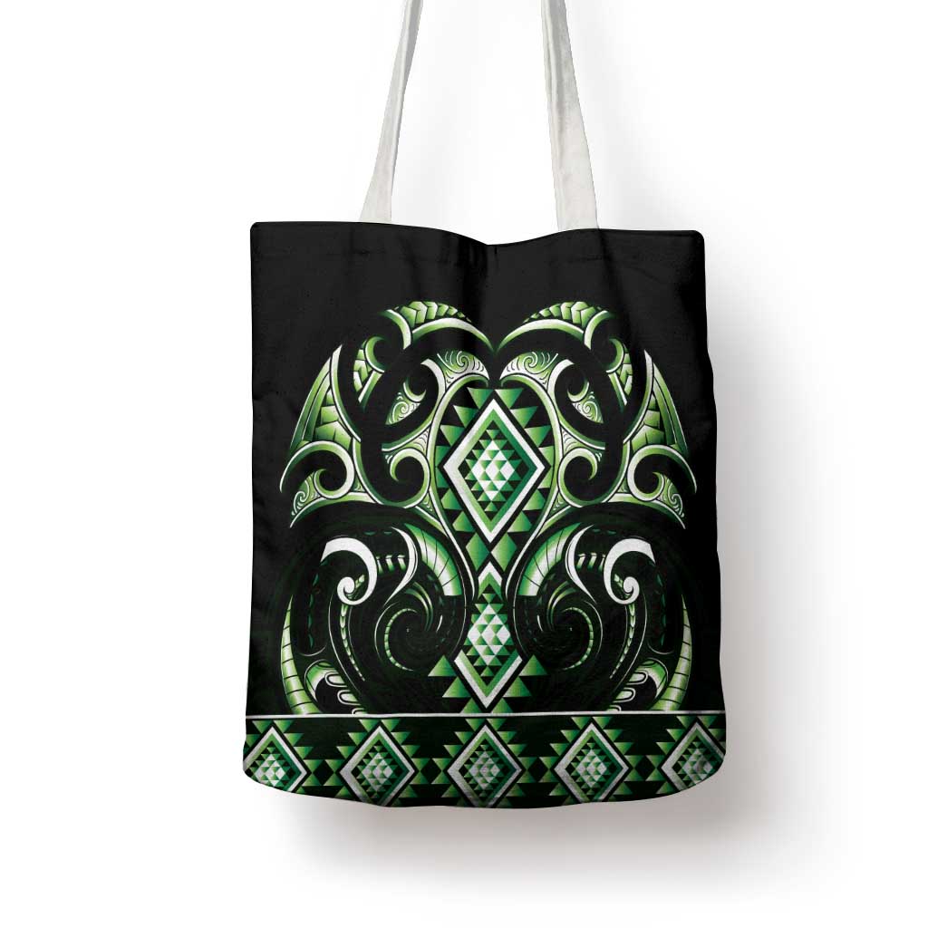 Green Ngaru Taniko With Aotearoa Maori Tattoo Tote Bag - Aussie Hoodie