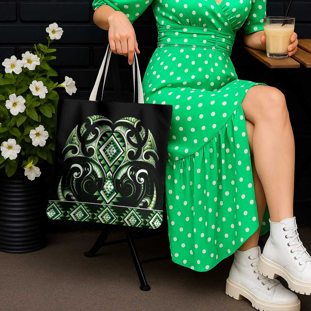 Green Ngaru Taniko With Aotearoa Maori Tattoo Tote Bag - Aussie Hoodie