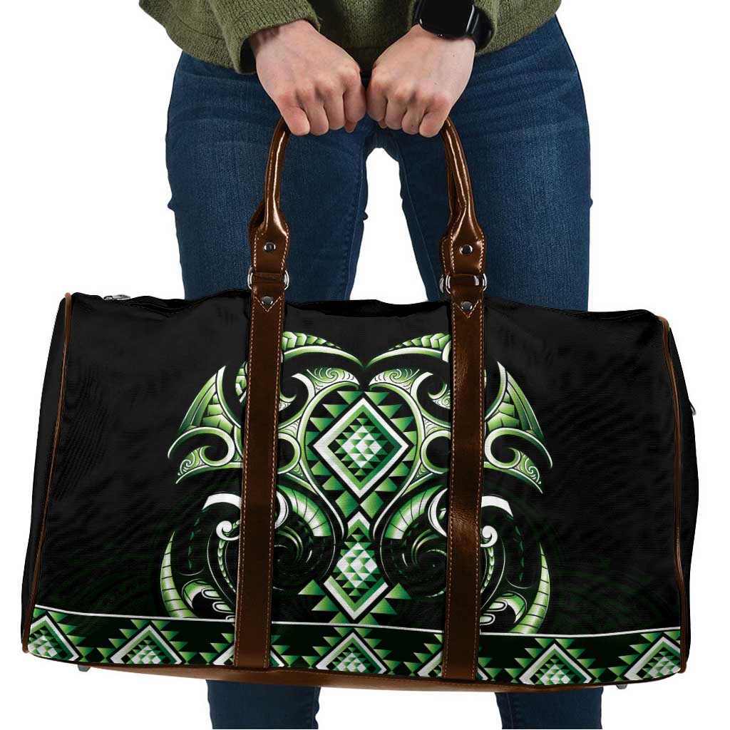 Green Ngaru Taniko With Aotearoa Maori Tattoo Travel Bag - Aussie Hoodie