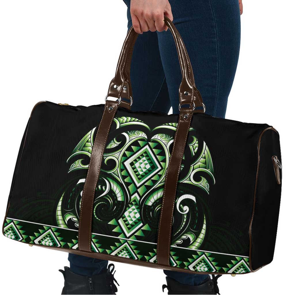 Green Ngaru Taniko With Aotearoa Maori Tattoo Travel Bag - Aussie Hoodie