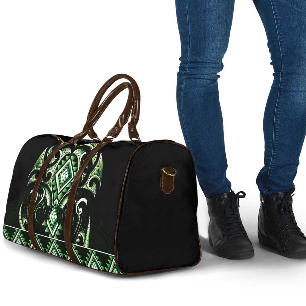 Green Ngaru Taniko With Aotearoa Maori Tattoo Travel Bag - Aussie Hoodie