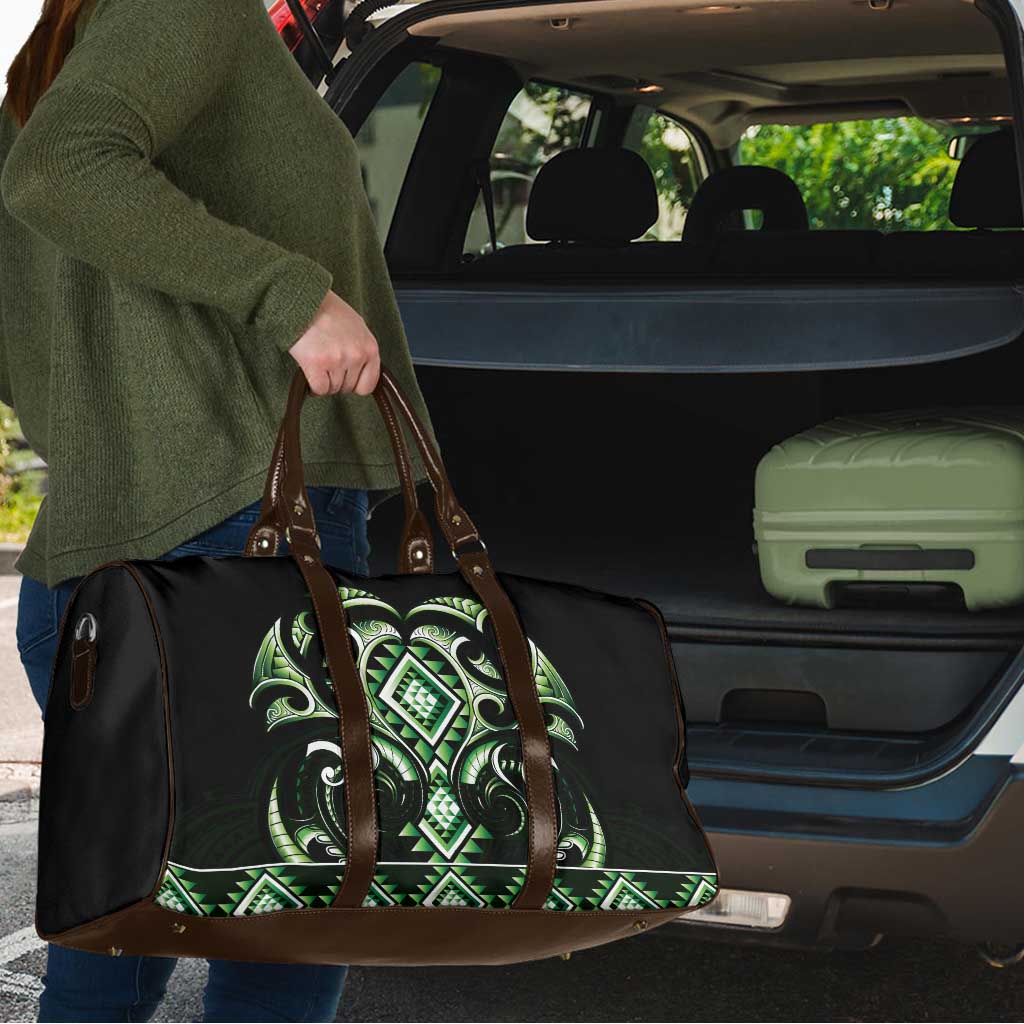 Green Ngaru Taniko With Aotearoa Maori Tattoo Travel Bag - Aussie Hoodie