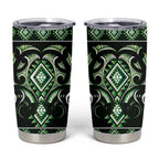 Green Ngaru Taniko With Aotearoa Maori Tattoo Tumbler Cup