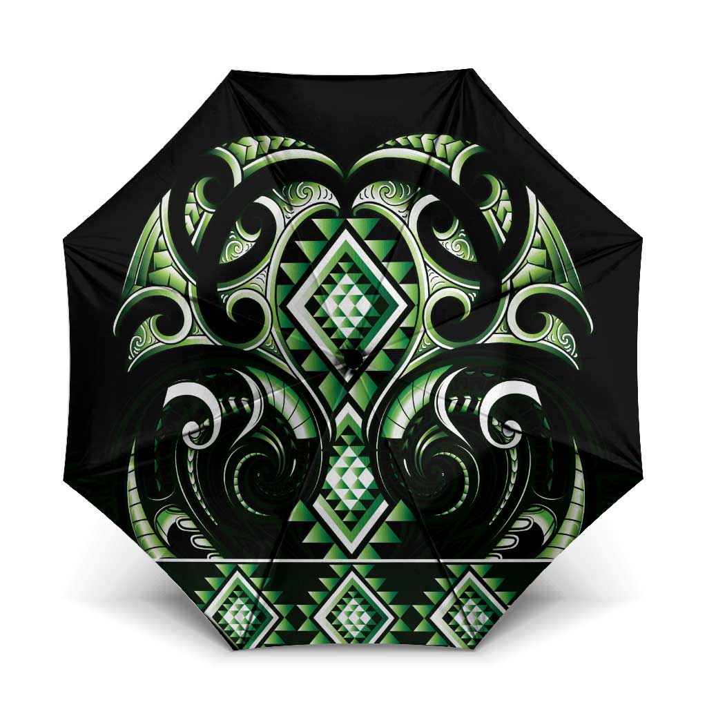 Green Ngaru Taniko With Aotearoa Maori Tattoo Umbrella - Aussie Hoodie
