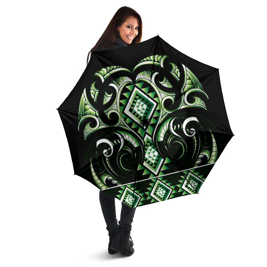 Green Ngaru Taniko With Aotearoa Maori Tattoo Umbrella - Aussie Hoodie
