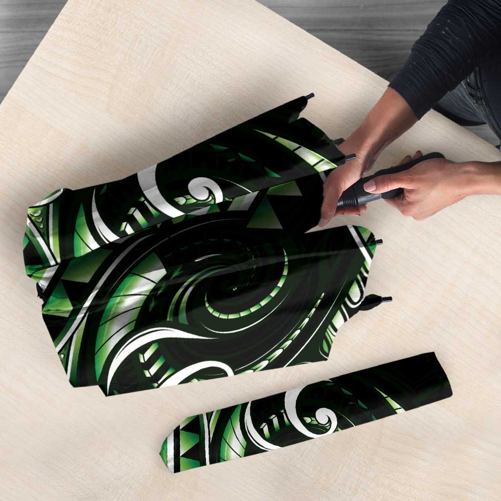 Green Ngaru Taniko With Aotearoa Maori Tattoo Umbrella - Aussie Hoodie
