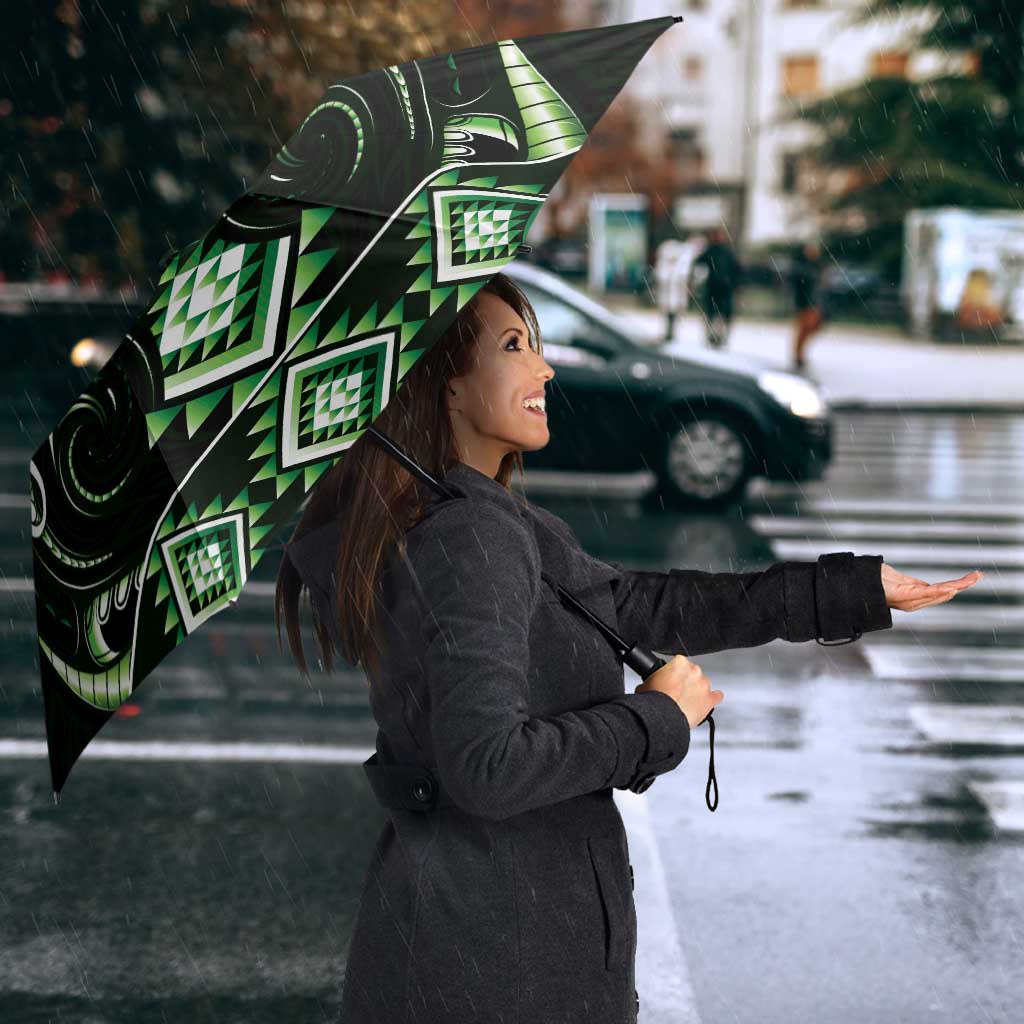 Green Ngaru Taniko With Aotearoa Maori Tattoo Umbrella - Aussie Hoodie