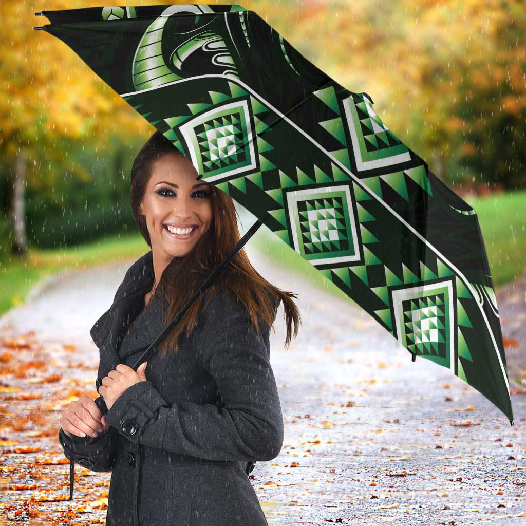 Green Ngaru Taniko With Aotearoa Maori Tattoo Umbrella - Aussie Hoodie