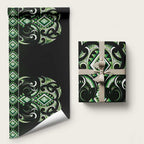 Green Ngaru Taniko With Aotearoa Maori Tattoo Wrapping Paper - Aussie Hoodie