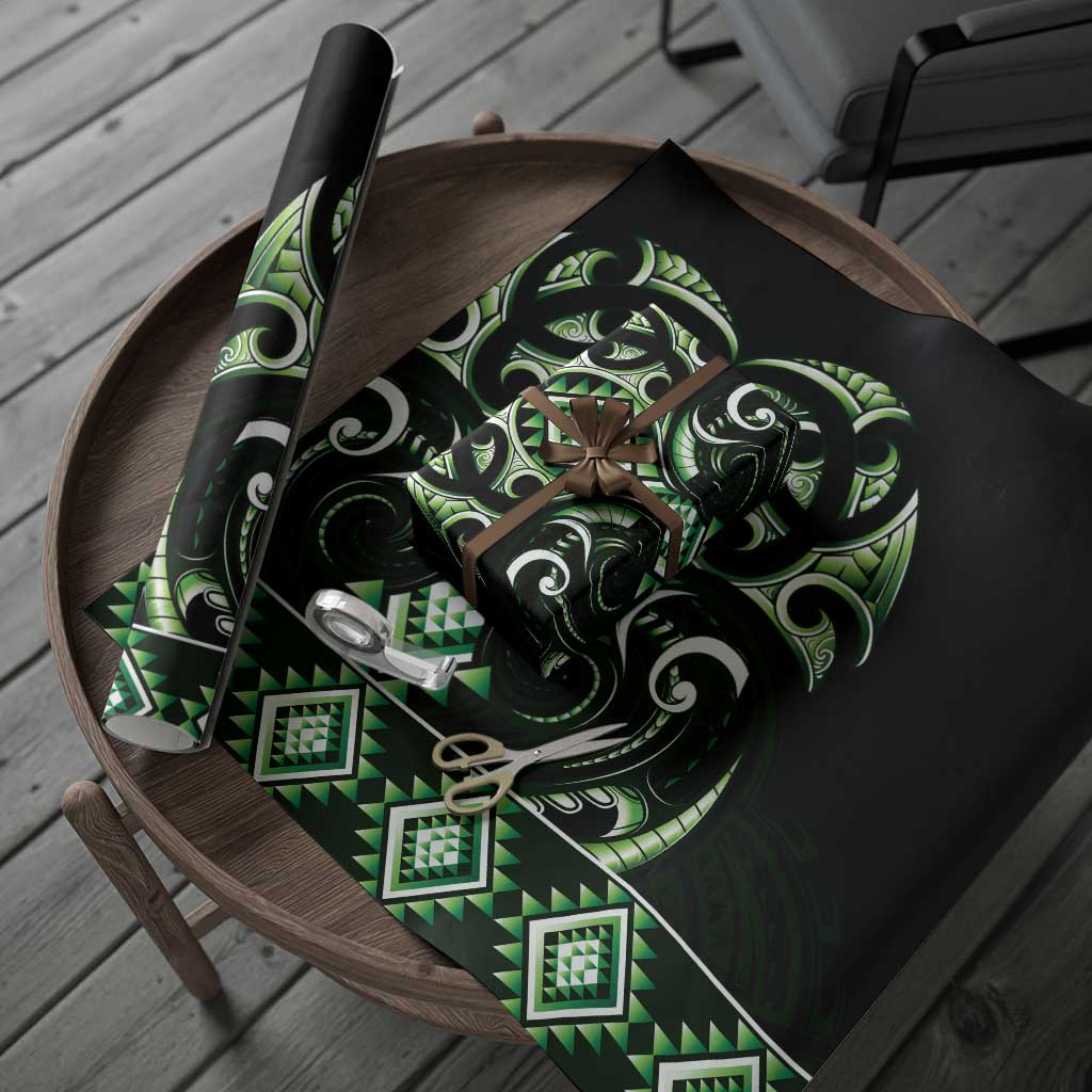 Green Ngaru Taniko With Aotearoa Maori Tattoo Wrapping Paper - Aussie Hoodie