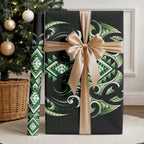 Green Ngaru Taniko With Aotearoa Maori Tattoo Wrapping Paper - Aussie Hoodie