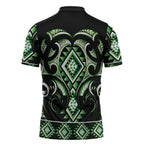 Green Ngaru Taniko With Aotearoa Maori Tattoo Zipper Polo Shirt - Aussie Hoodie