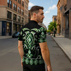 Green Ngaru Taniko With Aotearoa Maori Tattoo Zipper Polo Shirt - Aussie Hoodie