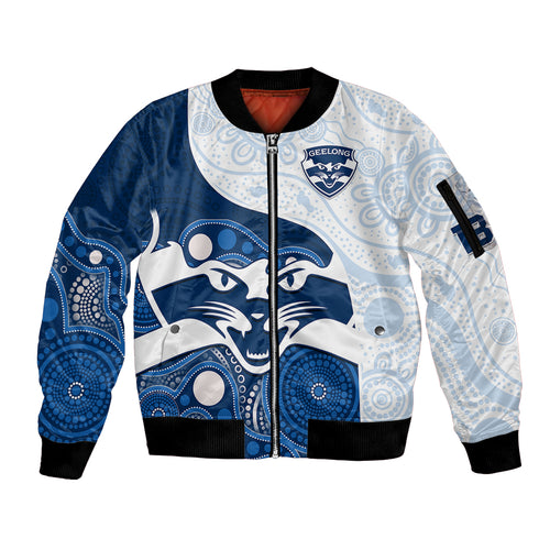 personalised-geelong-football-sleeve-zip-bomber-jacket-go-cats-indigenous-art